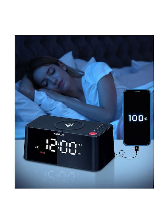 Sencor Tisch-Digitaluhr mit Wecker & kabellosem Laden SDC 7600 Qi