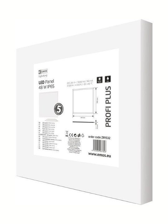 Emos Square LED Panel 48W with Natural White Light 60x60cm