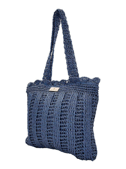 Bag to Bag Ψάθινη Women's Bag Shoulder Blue