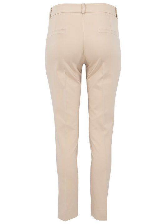 Beige Basic Straight Trousers