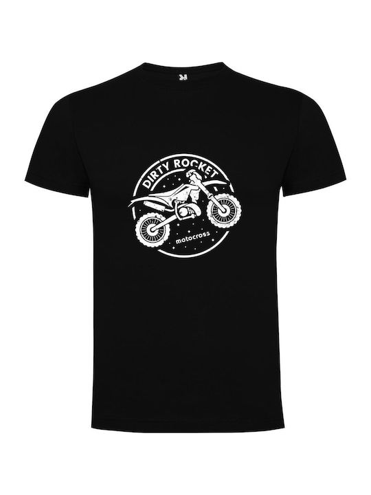 iLovePrints Dirty Moto Rocket T-shirt Schwarz