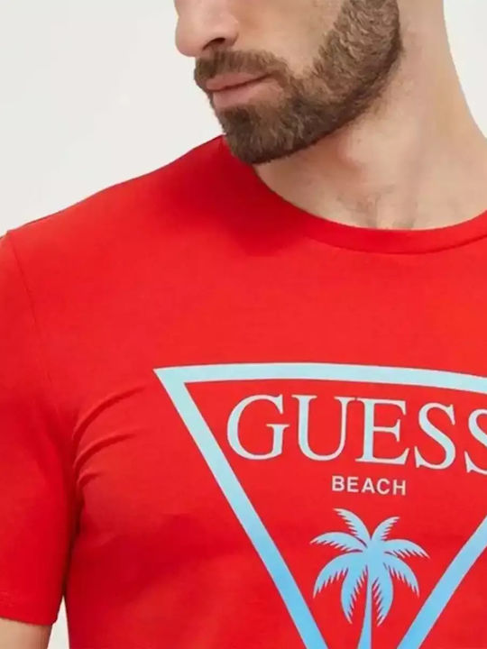 Guess T-shirt Bărbătesc cu Mânecă Scurtă RED