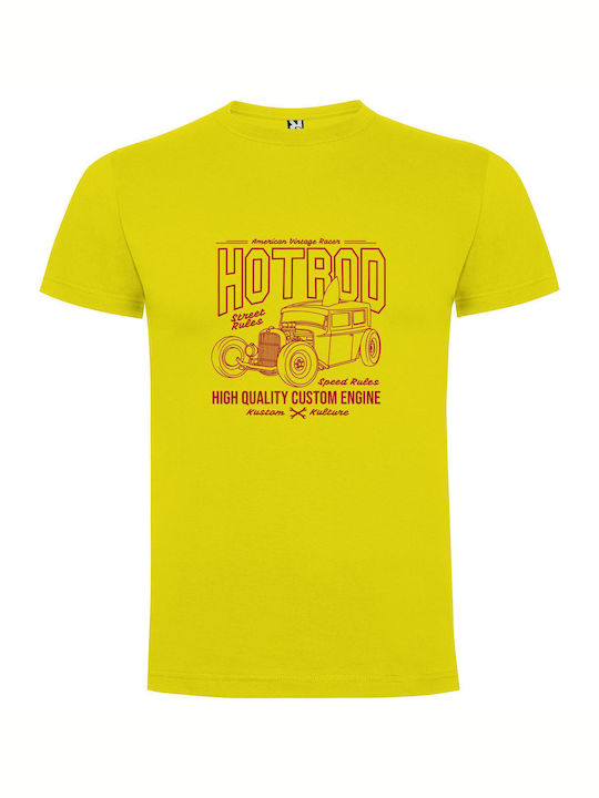 iLovePrints Hot Rod Retro Charm T-shirt Yellow