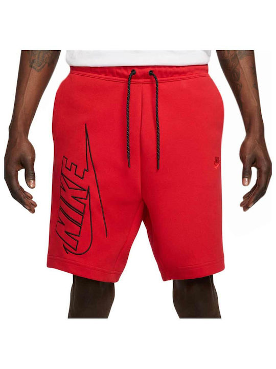 mens red nike fleece shorts
