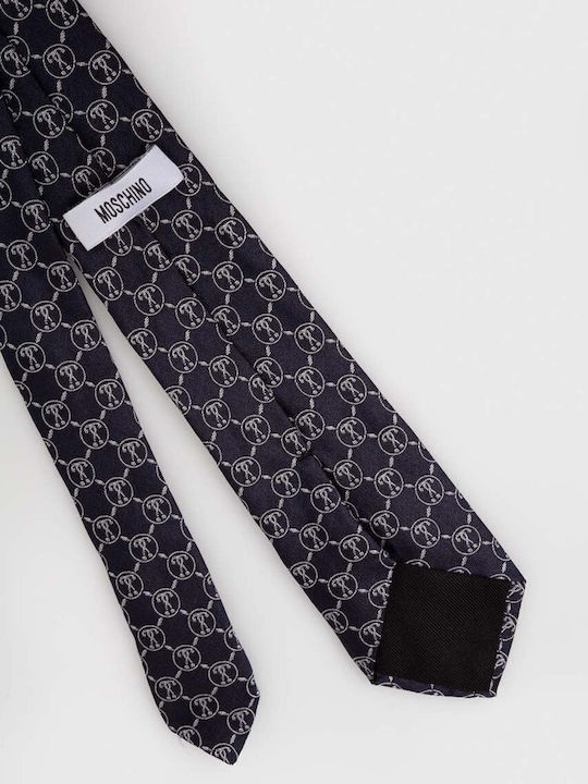 Moschino Men's Tie Silk in Navy Blue Color