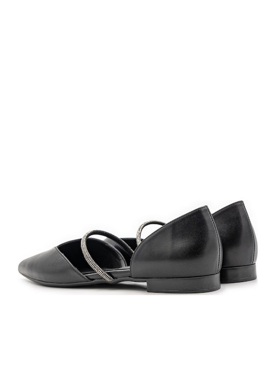 Leder Damen Ballerinas Schwarze