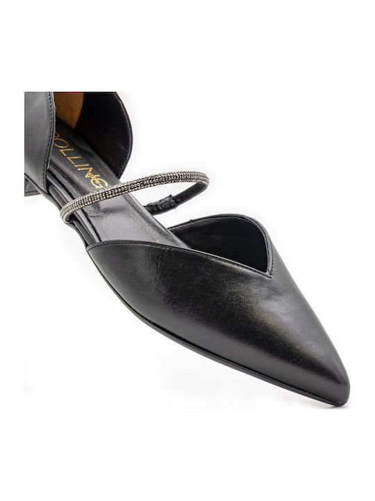 Leder Damen Ballerinas Schwarze