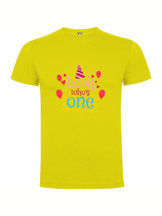 iLovePrints Glitzy First Birthday Celebration T-shirt Yellow