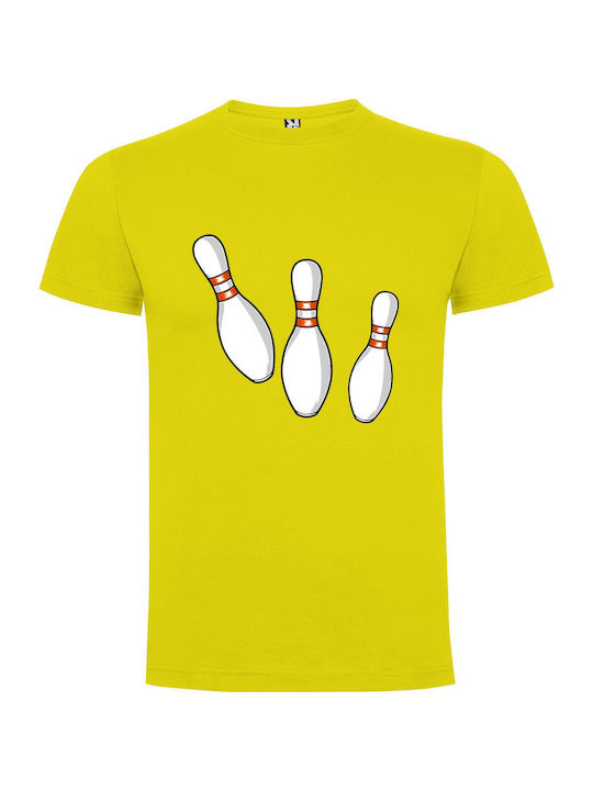 iLovePrints Bowling Chic Vector Art Tricou Galben