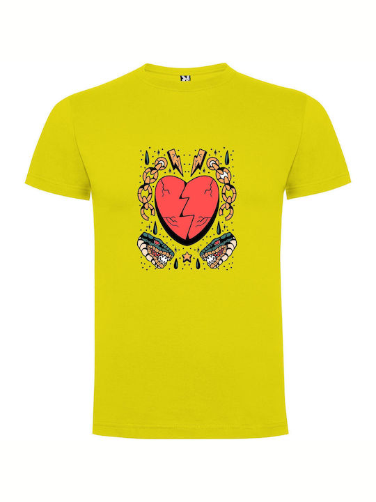 iLovePrints Holden Heart Tricou Galben