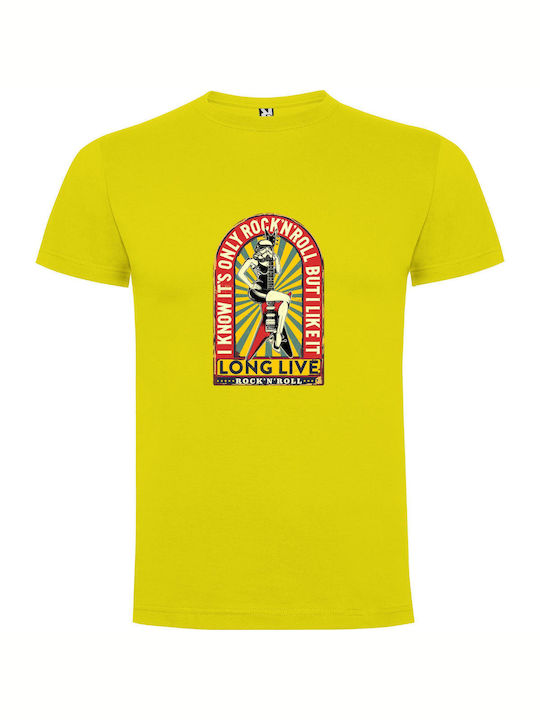 iLovePrints Guitar Goddess Retro T-shirt Yellow