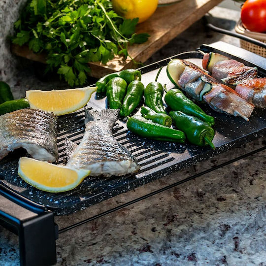 Cecotec Tasty&Grill 2500 RockWater MixGrill Επιτραπέζια Ηλεκτρική Ψησταριά Λείας και Αυλακωτής Πλάκας 2150W με Ρυθμιζόμενο Θερμοστάτη 45x25εκ.