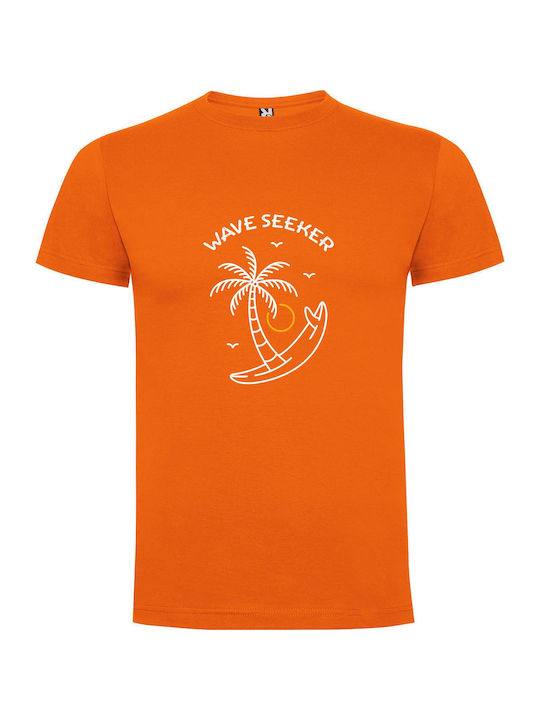 iLovePrints Palm On Noir Waters T-shirt Orange