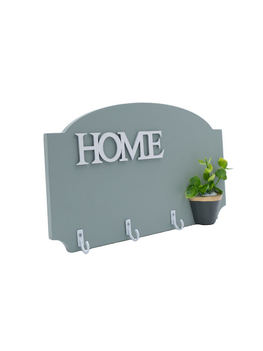 Uncle George Wooden Decorative Key Hook Home 3 Different Colors Artificial Plant Pot 25x1x15cm Mint