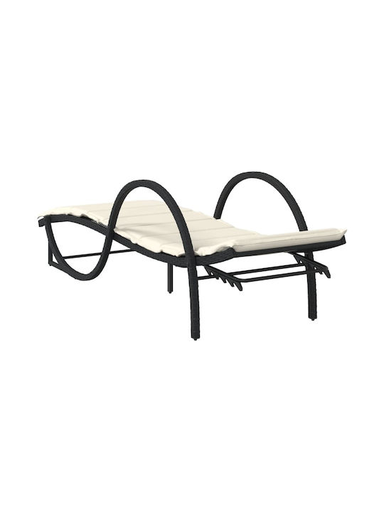 Ξαπλώστρα Rattan με Μαξιλάρι Μαύρη 60x199x42εκ.