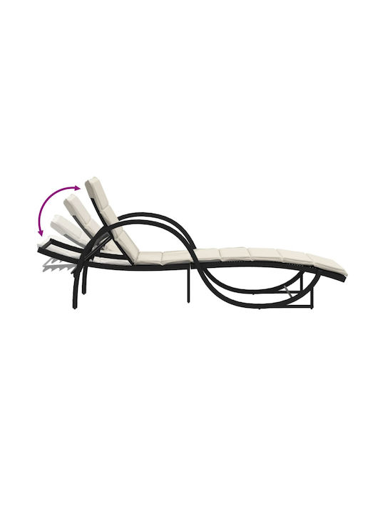 Ξαπλώστρα Rattan με Μαξιλάρι Μαύρη 60x199x42εκ.