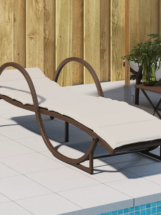 Liegestuhl Rattan mit Kissen Braun 60x199x42cm.