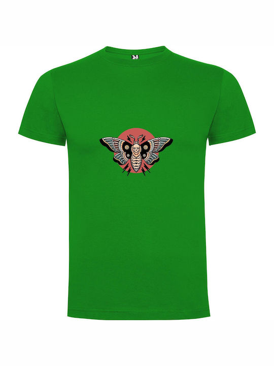 iLovePrints Skull Moth Crown T-shirt Green