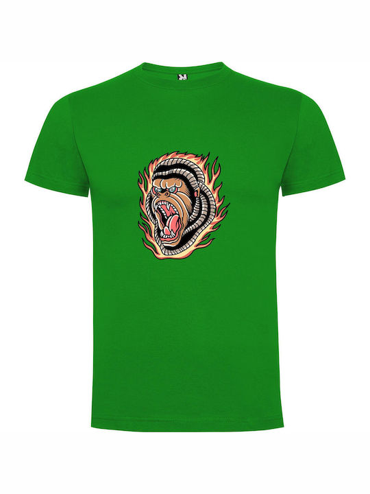 iLovePrints Primal Serpent Illustration T-shirt Green