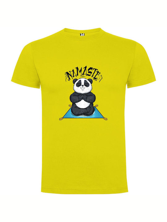 iLovePrints Panda Padmasana Pose T-shirt Yellow