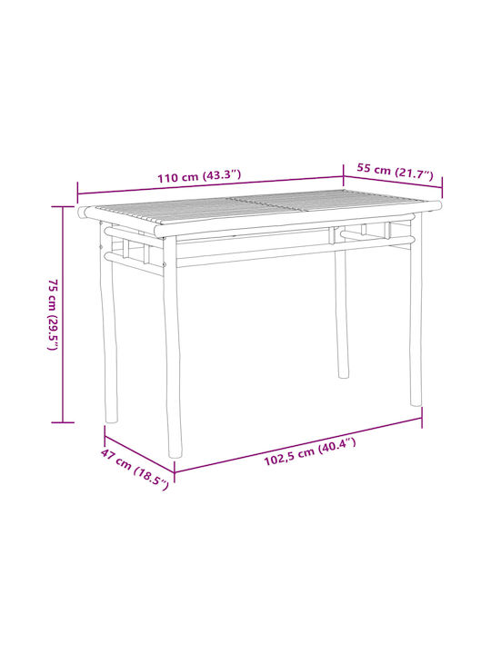 Tisch aus Bambus Stabil Bamboo 110x55x75cm