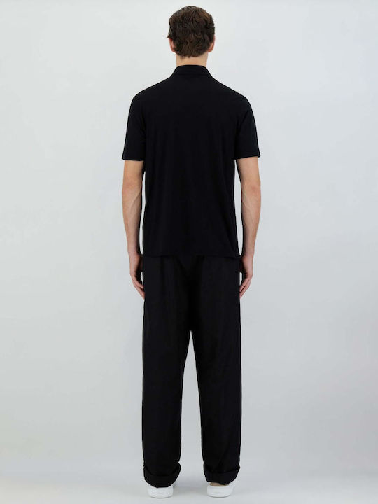 Polo Short Sleeve Black Blouse