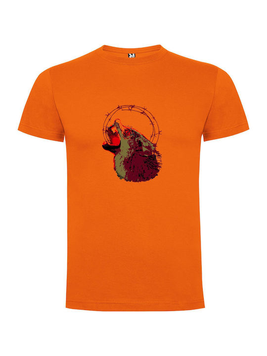 iLovePrints Moonlit Wolf Pack T-shirt Orange