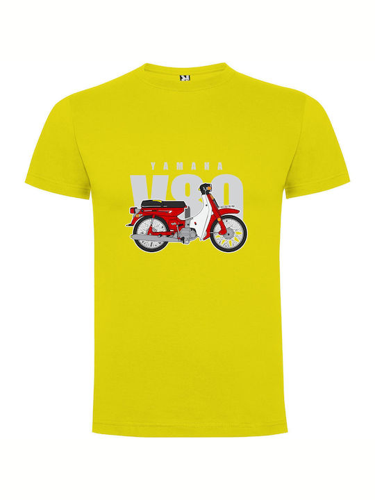 iLovePrints Red Scooter Vector Art T-shirt Yellow