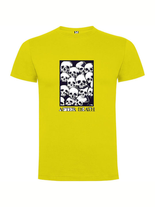 iLovePrints Skull Afterlife Design T-shirt Yellow