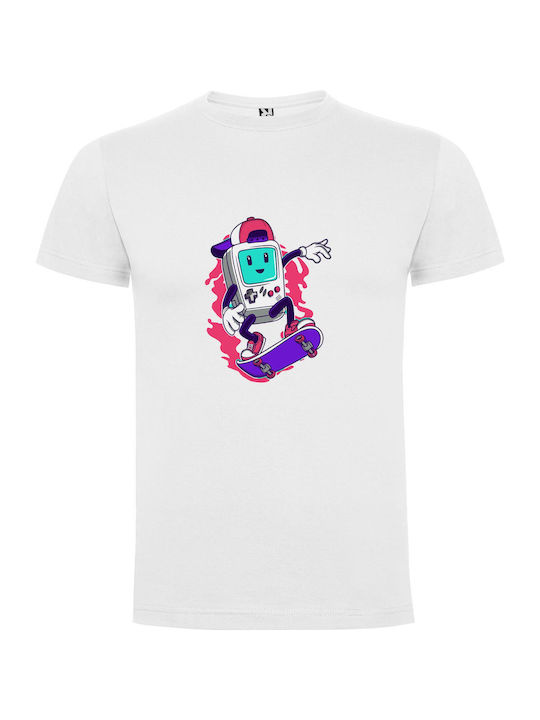 iLovePrints Skateboarding Digital Mashup Tricou Alb