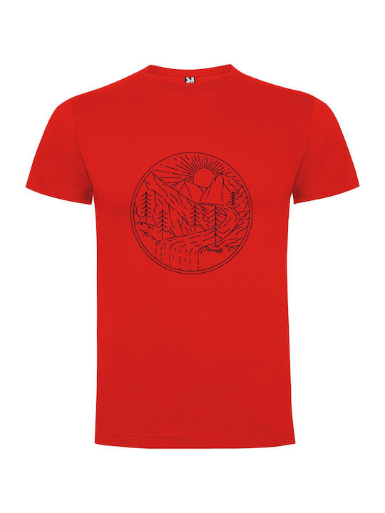 Mountain Monochrome Marvel T-shirt Red