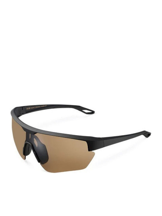 Meller Lila Unisex Sunglasses with Black Horn-Rimmed Frame and Brown Polarized Lens