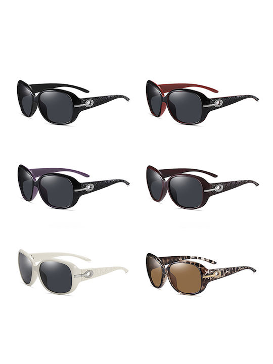 Techsuit Women's Sunglasses with Burgundy Plastic Frame and Black Polarized Lens