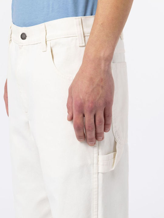 Duck Canvas Carpenter Trousers in Straight Line Stone Washed Cloud