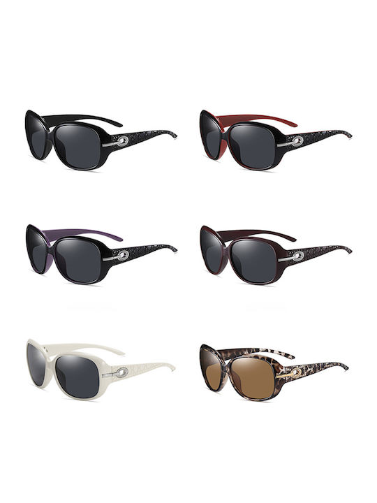 Techsuit Unisex Sunglasses with White Plastic Frame and Gray Polarized Lens