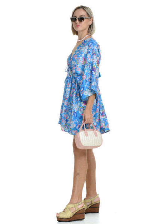 MiandMi Dress with Ruffle Blue