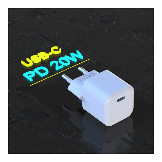PZX Încărcător Fără Cablu cu Port USB-C 20W Livrarea energiei Albς (P45)
