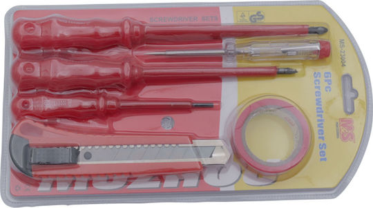 Uncle George 03.02.00-0005 Uncle George Hand Tool Set Small Set of Electrical Tools Tape 5.5x5.5cm Cross Screwdriver with Plastic Handle length 24cm Straight Screwdriver length 21cm with Plastic Handle Test Screwdriver length 14cm with Plastic Handle 6 Pieces