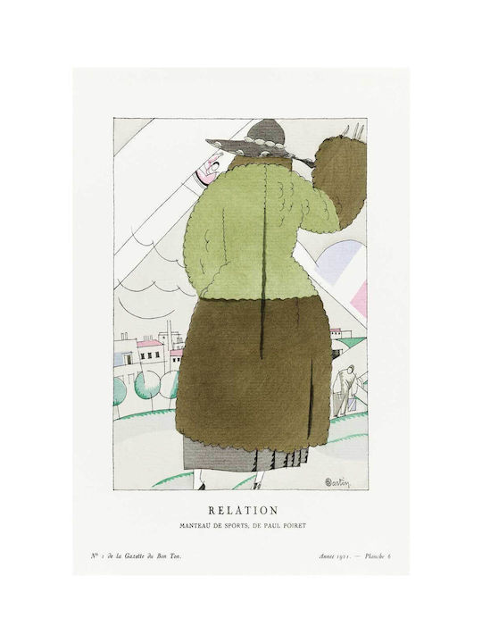 Relation, Manteau De Sports, De Paul Poiret (1921) By Charles Martin, Published In Gazette Du Bon Ton Painting on Canvas 50x80cm