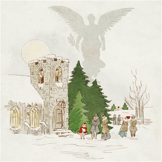 Illustration Of A White Christmas With An Angel (1919) By Frank Buttolph Πίνακας σε Καμβά 120x120cm