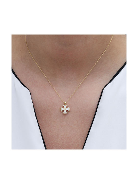 Cross with Diamonds & Enamel Gold K18 P-71432 Yellow Gold K18