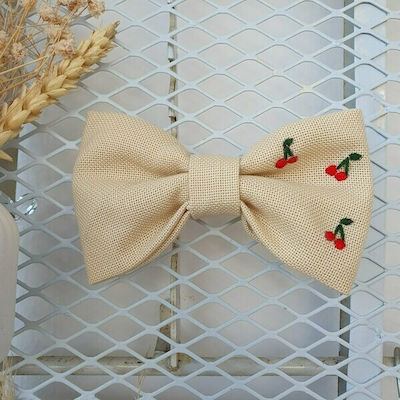 Hair Clip with Bow Beige 1pcs