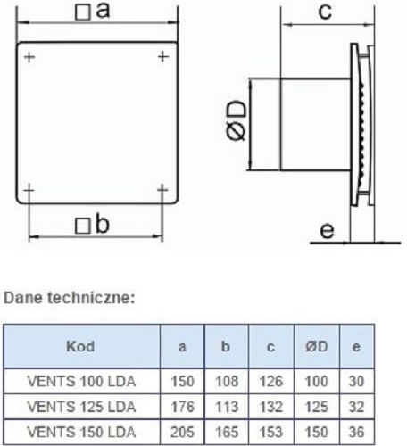 Vents Wall-mounted Ventilator Bathroom 100mm