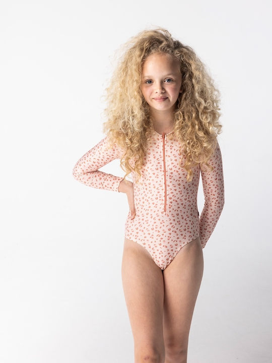 Swim Essentials Kids Swimwear Long Sleeve Swimsuit Old Pink Leopard