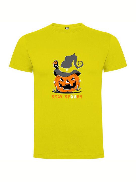 iLovePrints Witchy Pumpkin Art T-shirt Κίτρινο