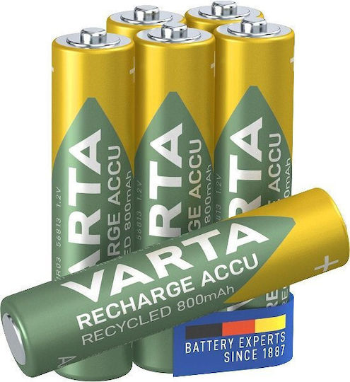 Varta Recharge Accu Recycled Baterii Reîncărcabile AAA Li-ion 800mAh 1.2V 6buc