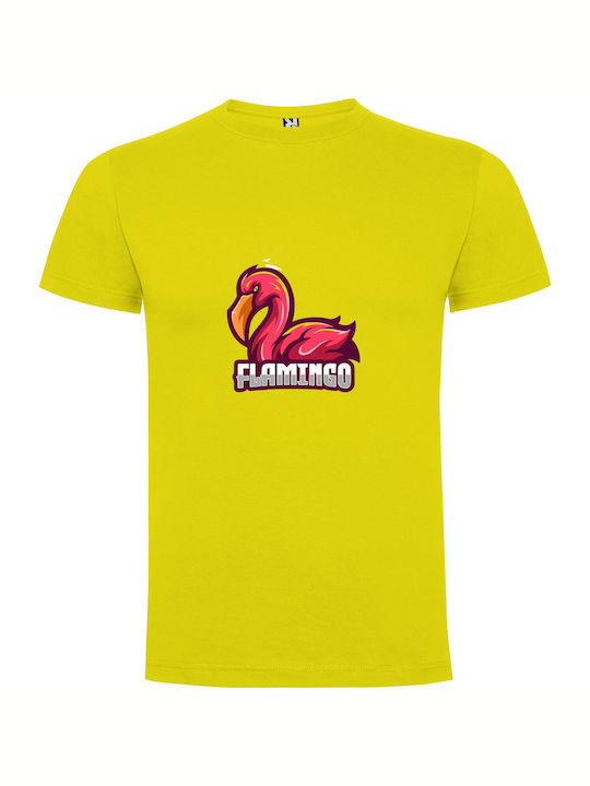 iLovePrints Flamingo Frenzy! T-shirt Yellow