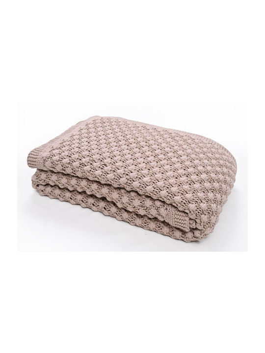 Liolios Home Popcorn Ριχτάρι Πολυθρόνας Πλεκτό 130x180εκ. Sandy Brown 000000002439