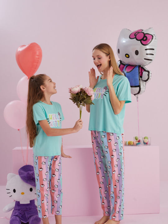 Hello Kitty Pijama pentru copii De vară Din bumbac Cotton Pistachio
