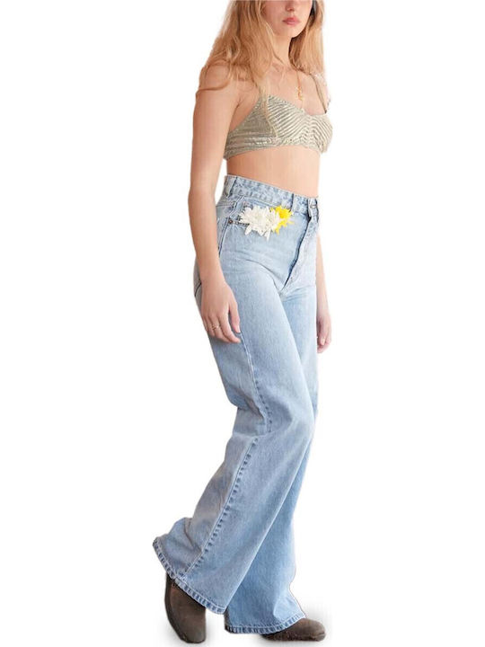 Paulonie Women's Jean Trousers Light Blue